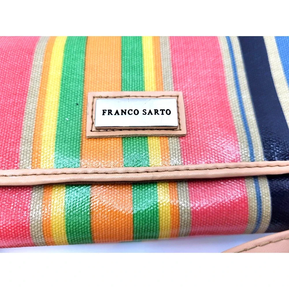 Franco Sarto Rainbow Striped Mini Crossbody Purse Adjustable Strap 8x4.5x2m